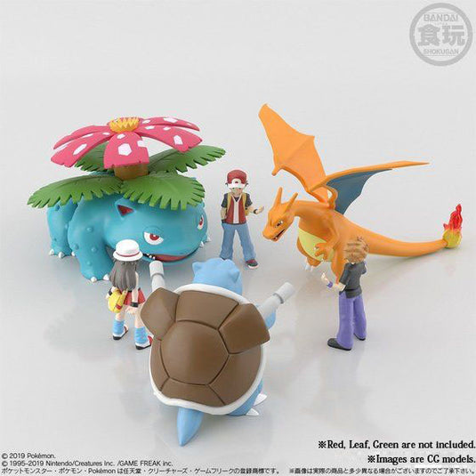 Bandai - Pokemon Scale World - Kanto Region Figures - Professor Oak, Charizard, Blastoise and Venusaur Set of 4