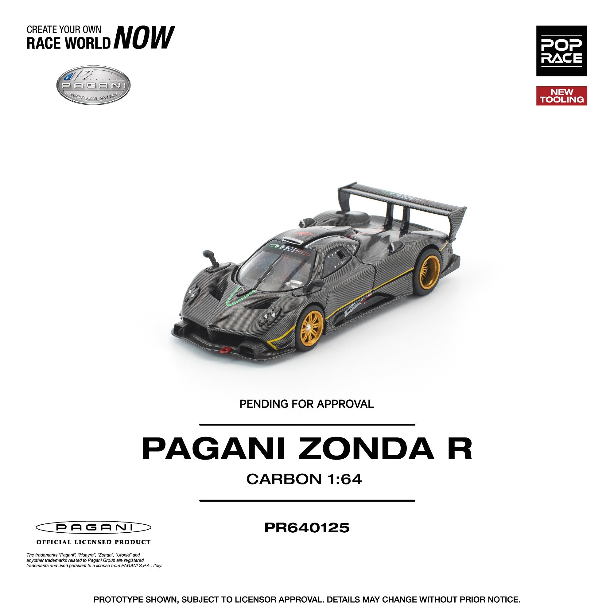Pop Race - Pagani Zonda R (Carbon) 1/64 Scale Diecast Model Car
