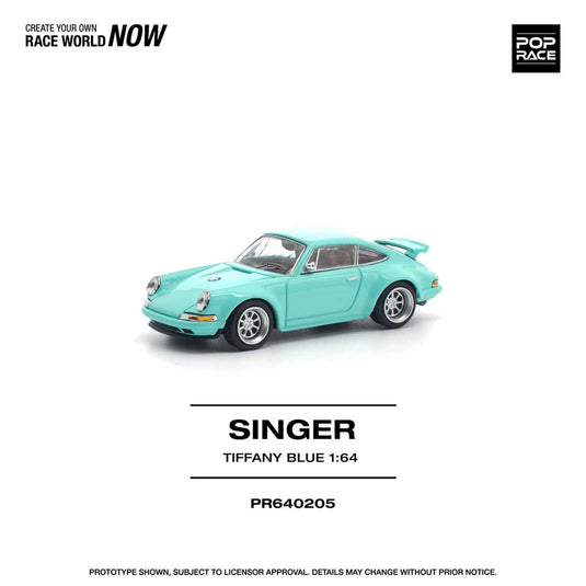 Pop Race - Singer 964 (Tiffany Blue) 1/64 Scale Diecast Model Car