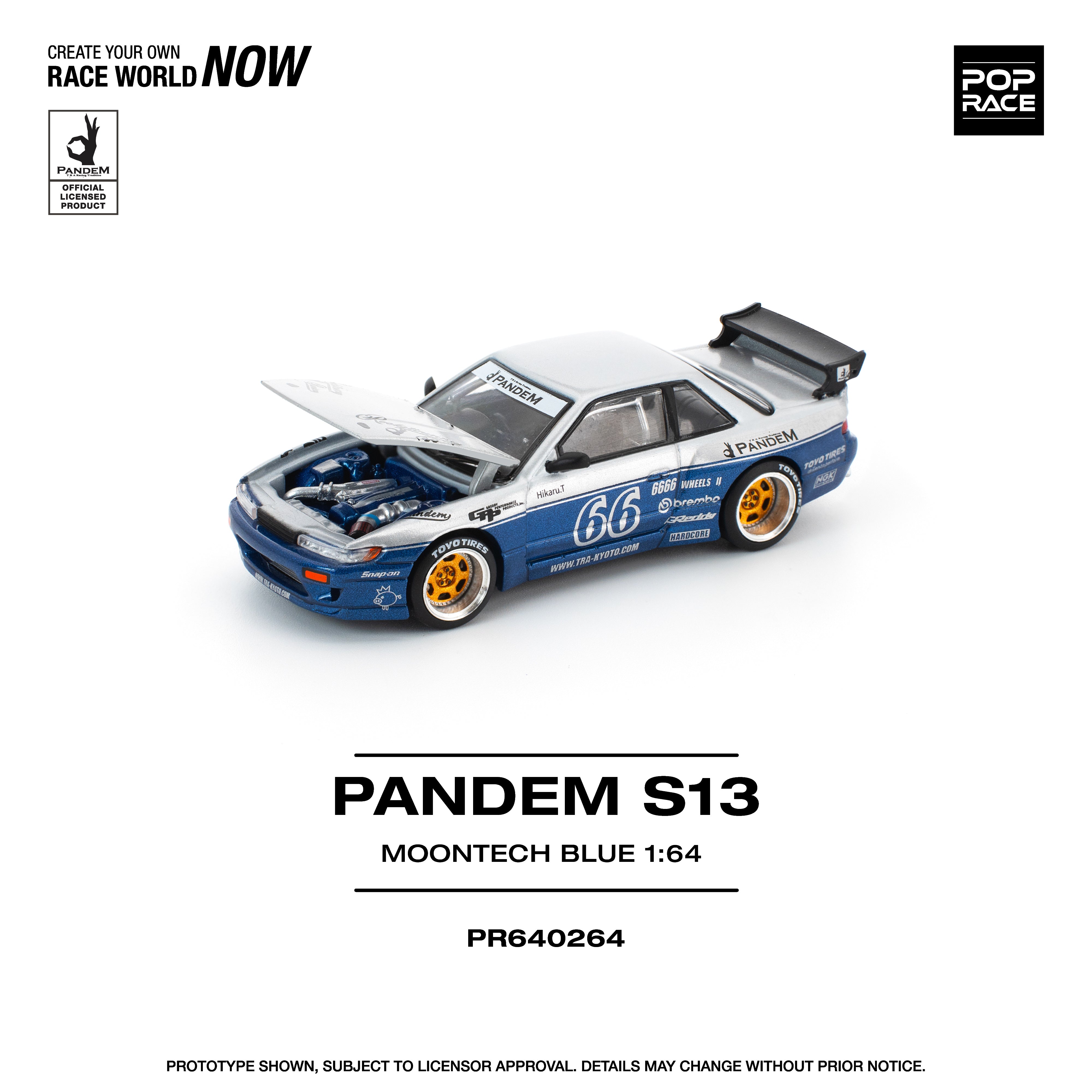 PREORDER POPRACE 1/64 PANDEM SILVIA S13 - MOONTECH RED