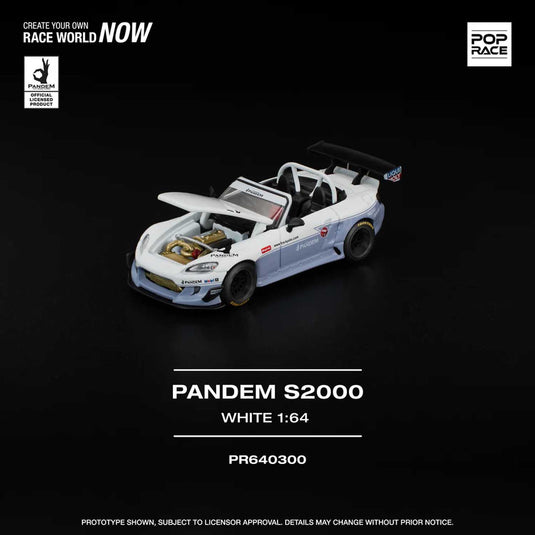 Pop Race - Pandem S2000 (White) 1/64 Scale Diecast Model Car