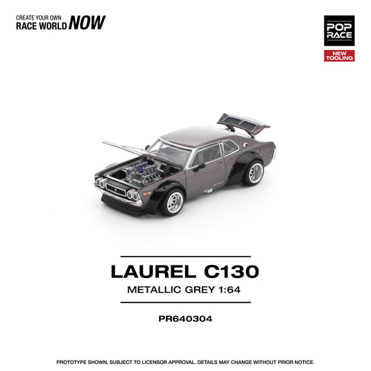 Pop Race - Laurel C130 (Metallic Grey) 1/64 Scale Diecast Model Car