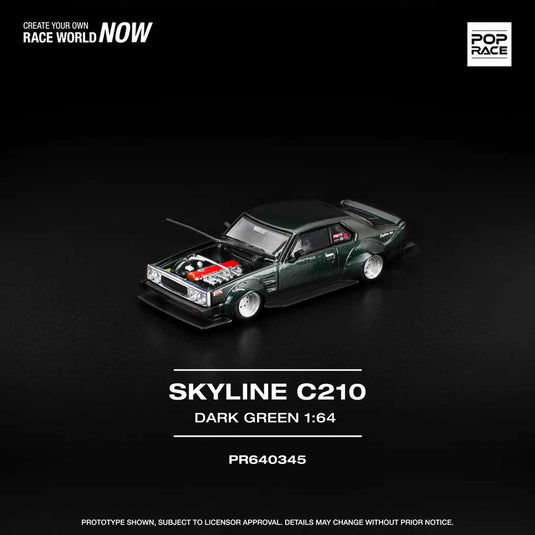 Pop Race - Skyline C210 (Dark Green) 1/64 Scale Diecast Model Car