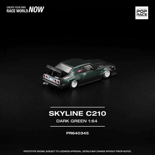 Pop Race - Skyline C210 (Dark Green) 1/64 Scale Diecast Model Car