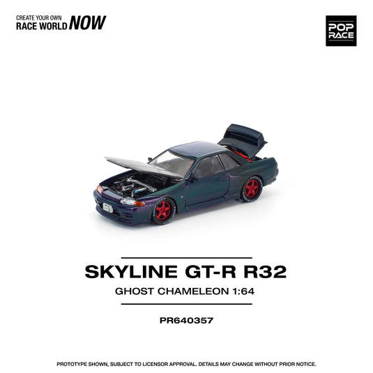 Pop Race - Skyline GT-R R32 (Ghost Chameleon) 1/64 Scale Diecast Model Car