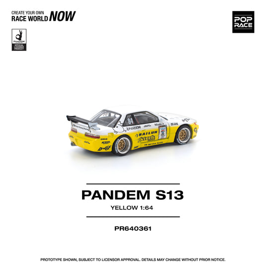 Pop Race - Pandem Silvia S13 2020 D1 Lights (Yellow/White) 1/64 Scale Diecast Model Car