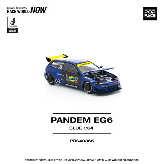 Pop Race - Pandem Civic EG6 (Blue/Black) 1/64 Scale Diecast Model Car