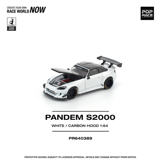 Pop Race - Pandem S2000 Soft Top (White/Carbon Hood) 1/64 Scale Diecast Model Car