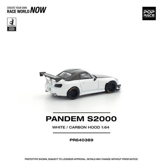 Pop Race - Pandem S2000 Soft Top (White/Carbon Hood) 1/64 Scale Diecast Model Car