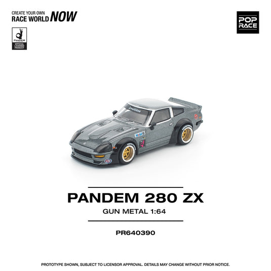 Pop Race - Pandem 280ZX (Gun Metal) 1/64 Scale Diecast Model Car