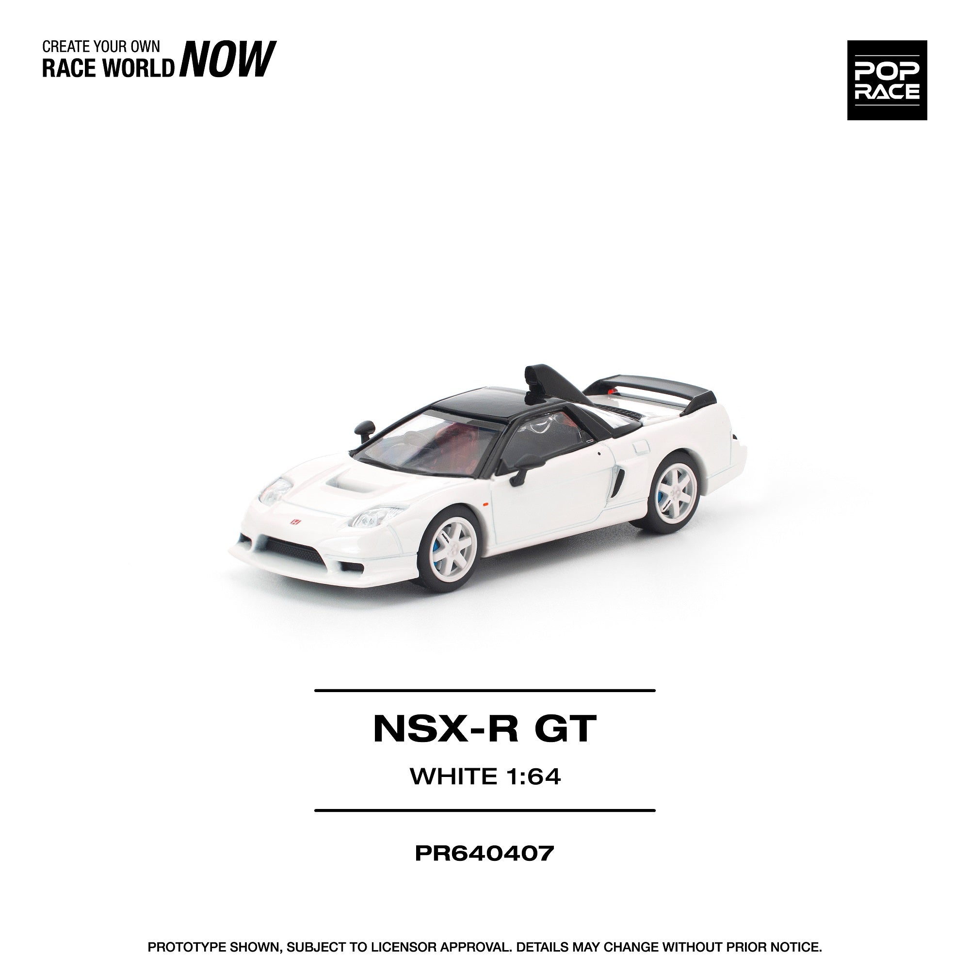 Pop Race - Honda NSX-R GT (White) 1/64 Scale Diecast Model Car