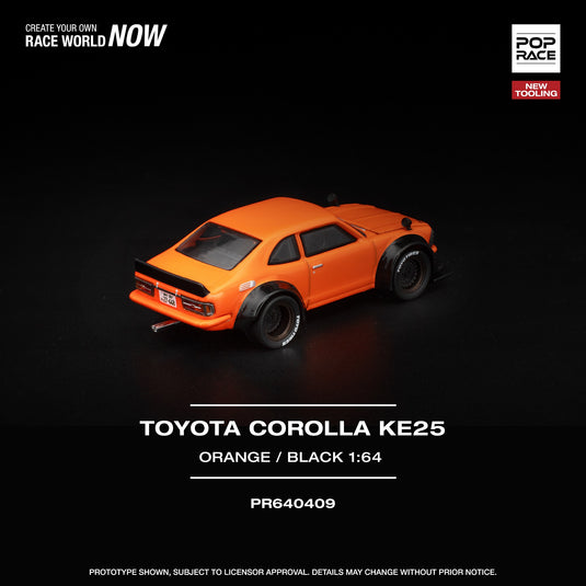 Pop Race - Toyota Corolla KE25 (Orange) 1/64 Scale Diecast Model Car