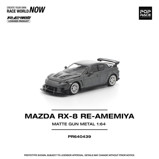 Pop Race - Mazda RX-8 Re-Amemya (Gun Metal) 1/64 Scale Diecast Model Car