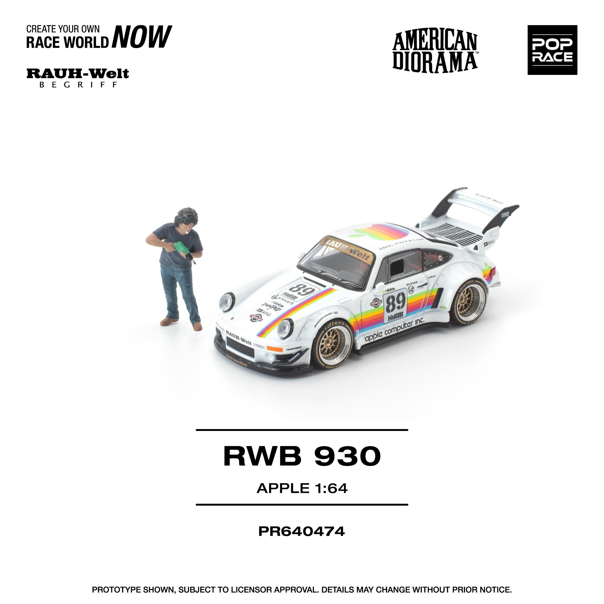 Pop Race - RWB 930 (Apple) 1/64 Scale Diecast Model Car (PR640474