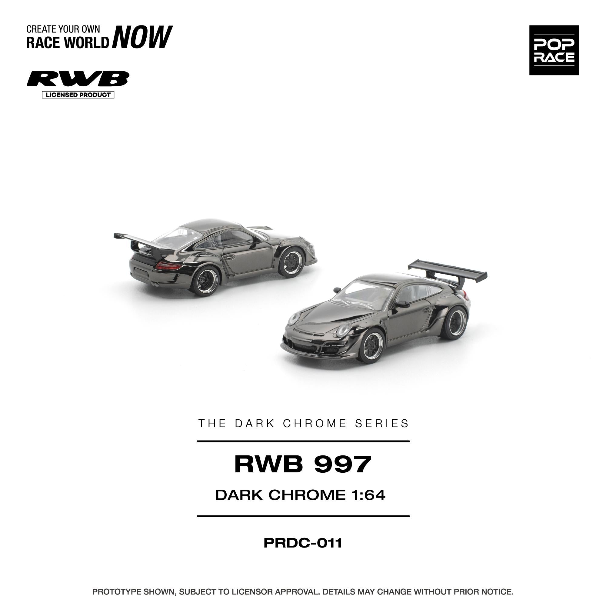Pop Race - RWB 997 (Dark Chrome) 1/64 Scale Diecast Model Car