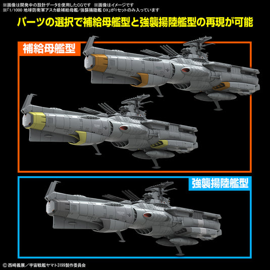 Bandai - Be Forever Yamato Rebel 3199 - Earth Defense Force Asuka Class Supply Carrier/Amphibious Assault Ship 1/1000 Scale Model Kit