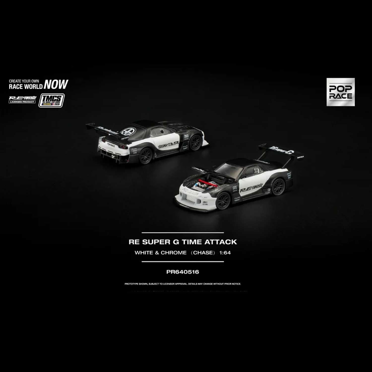 ポップレース 1/64 RE SUPER G タイムアタック ホワイト Pop Race - RE Super G Time Attack (White & Chrome) (TMCS 2026