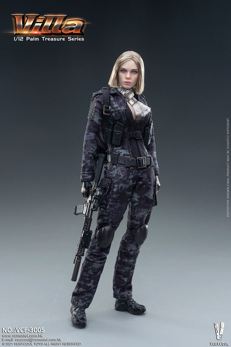 Load image into Gallery viewer, Very Cool - 1/12 Palm Treasure Series - Black MC Camouflage Women Soldier - Villa