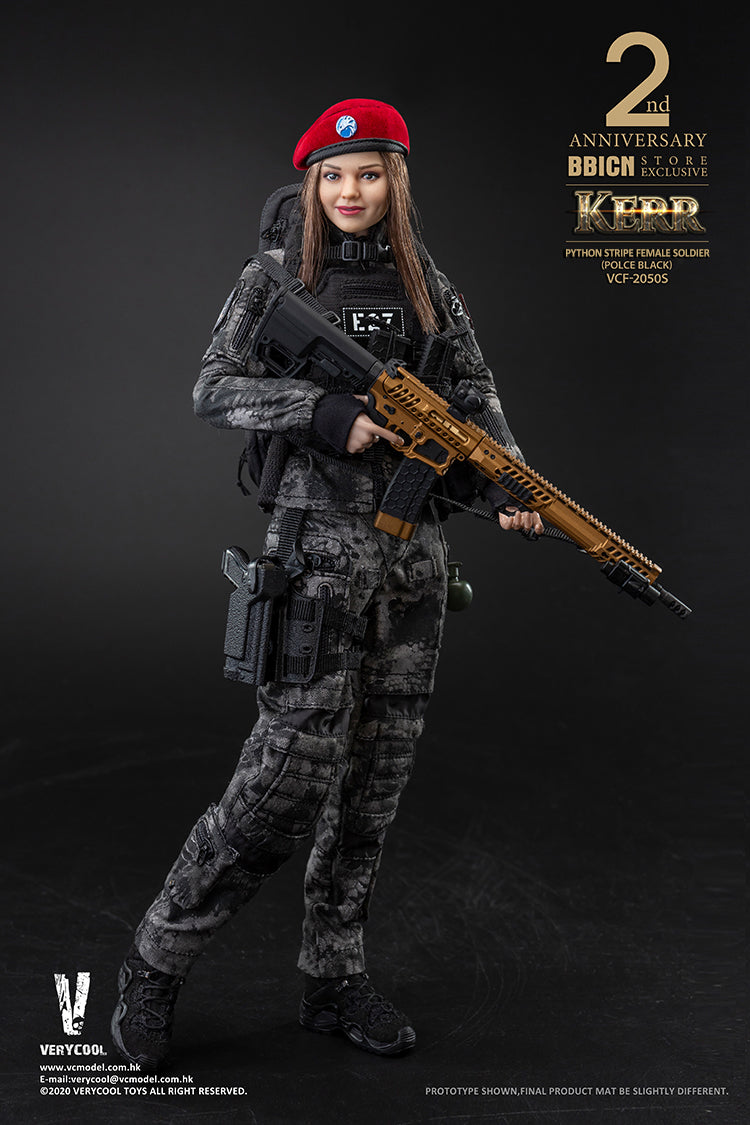 Load image into Gallery viewer, Very Cool - Police Black Python Stripe Female Soldier - Kerr
