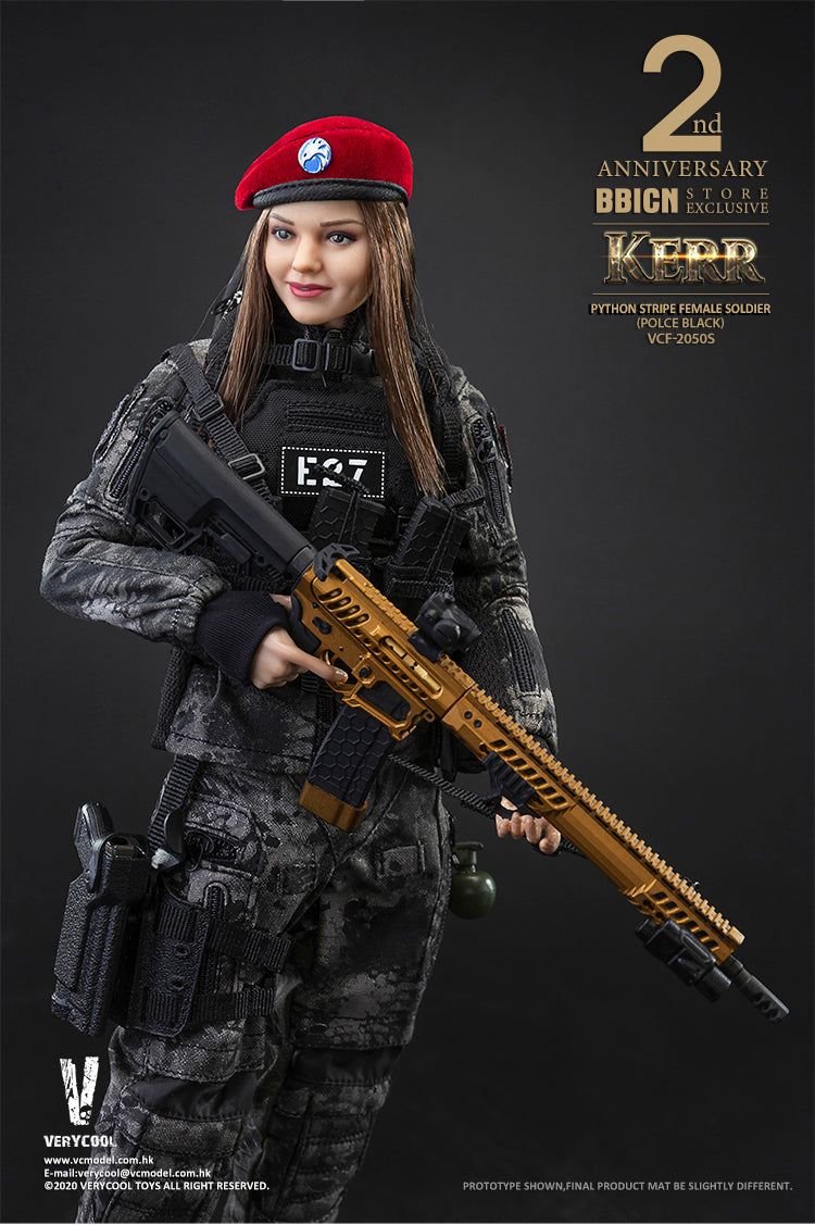 Load image into Gallery viewer, Very Cool - Police Black Python Stripe Female Soldier - Kerr