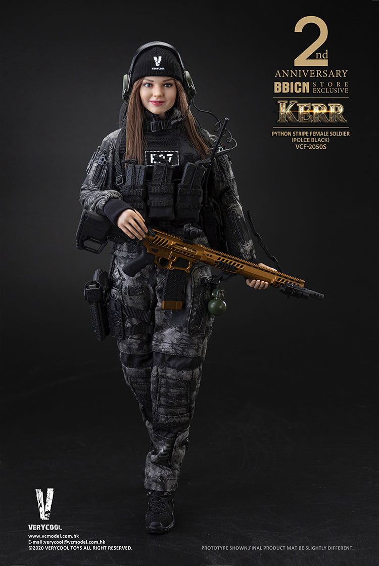 Load image into Gallery viewer, Very Cool - Police Black Python Stripe Female Soldier - Kerr