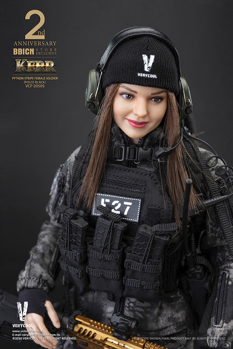 Load image into Gallery viewer, Very Cool - Police Black Python Stripe Female Soldier - Kerr