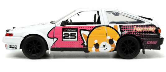 Jada Toys - Aggretsuko: Die-Cast Retsuko and 1986 Toyota Trueno (AE86) 1/24 Scale
