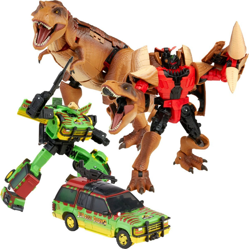 Load image into Gallery viewer, Transformers X Jurassic Park Mash-Up - Tyrannocon Rex and Autobot JP93 Set