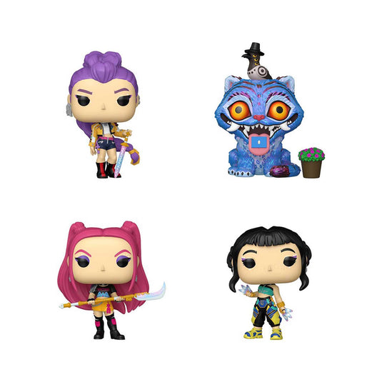POP! Animation - KPop Demon Hunters - Zoey, Mira, Rumi and Derpy Tiger with Sussie Bird Set of 4