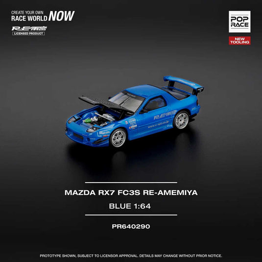 Pop Race - RX7 (FC3S) Re-Amemiya (Blue) 1/64 Scale Diecast Model Car