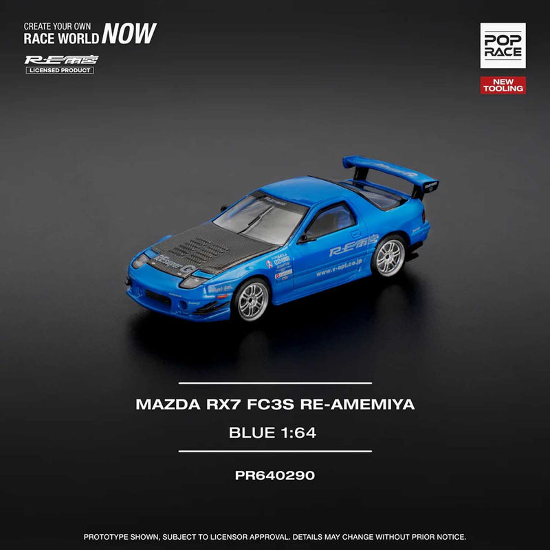Load image into Gallery viewer, Pop Race - RX7 (FC3S) Re-Amemiya (Blue) 1/64 Scale Diecast Model Car
