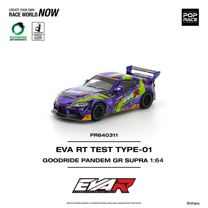 Load image into Gallery viewer, Pop Race - EVA RT Test Type-01 Goodride Pandem GR Supra 1/64 Scale Diecast Model Car
