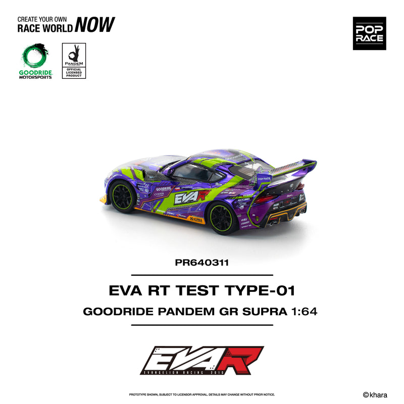 Load image into Gallery viewer, Pop Race - EVA RT Test Type-01 Goodride Pandem GR Supra 1/64 Scale Diecast Model Car
