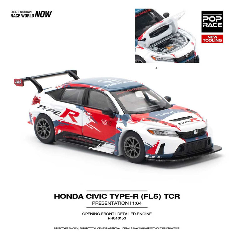 Load image into Gallery viewer, Pop Race - Honda Civic Type-R (FL5) TCR (Presentation) 1/64 Scale Diecast Model Car (PR640153)
