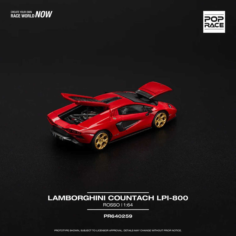 Load image into Gallery viewer, Pop Race - Lamborghini Countach LPI-800 (Rosso) 1/64 Scale Diecast Model Car
