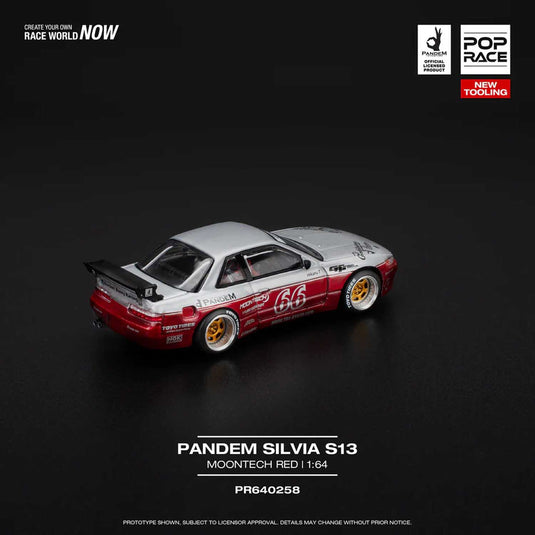 Pop Race - Pandem Silvia S13 (Moontech Red) 1/64 Scale Diecast Model Car