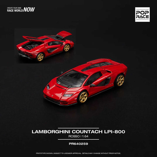 Pop Race - Lamborghini Countach LPI-800 (Rosso) 1/64 Scale Diecast Model Car