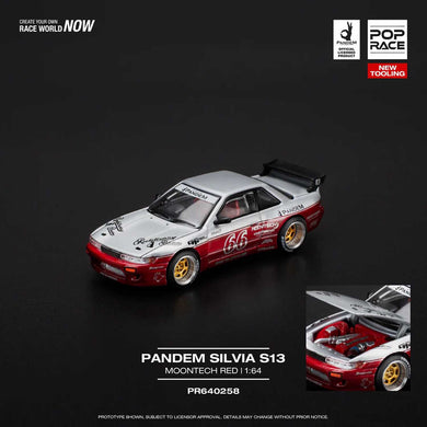Pop Race - Pandem Silvia S13 (Moontech Red) 1/64 Scale Diecast Model Car