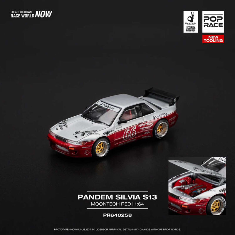 Load image into Gallery viewer, Pop Race - Pandem Silvia S13 (Moontech Red) 1/64 Scale Diecast Model Car
