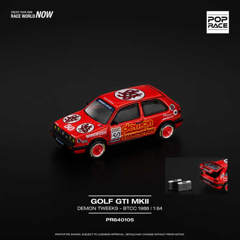 Load image into Gallery viewer, Pop Race - Golf GTI MKII (Demon Tweeks - BTCC 1988) 1/64 Scale Diecast Model Car
