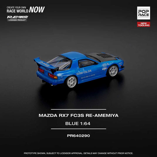 Pop Race - RX7 (FC3S) Re-Amemiya (Blue) 1/64 Scale Diecast Model Car