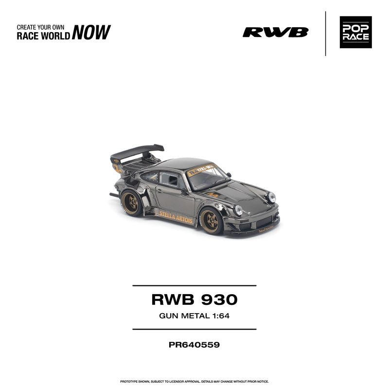 Load image into Gallery viewer, Pop Race - RWB 930 (Gun Metal) 1/64 Scale Diecast Model Car (PR640559)
