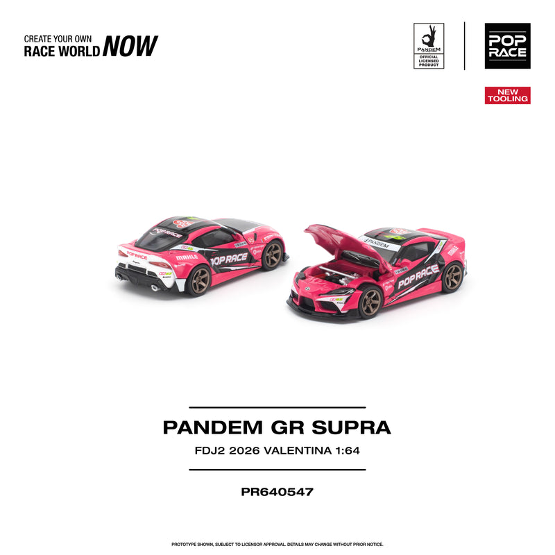 Load image into Gallery viewer, Pop Race - Pandem GR Supra (FDJ2 2026 Valentina) 1/64 Scale Diecast Model Car (PR640547)
