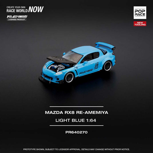 Pop Race - Mazda RX-8 Re-Amemiya (Light Blue) 1/64 Scale Diecast Model Car (PR640270)