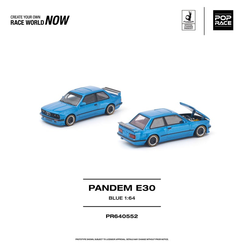 Load image into Gallery viewer, Pop Race - Pandem E30 (Blue) 1/64 Scale Diecast Model Car (PR640552)

