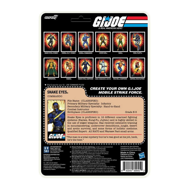 Load image into Gallery viewer, Super 7 - Reaction+ (O-Ring Figure) G.I. Joe - Snake Eyes (Cartoon)
