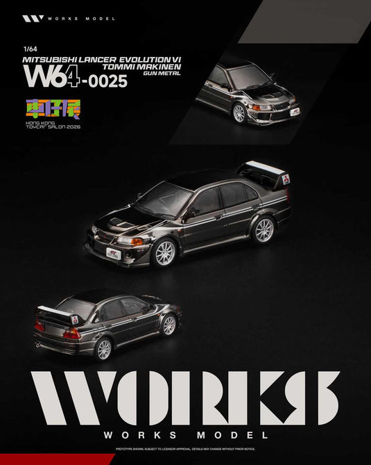XCARTOYS - WORKS Mitsubishi Lancer Evolution VI Tommi Makinen (Gun Metal) (Hong Kong Toy Car Salon 2026) 1/64 Scale Diecast Model Car (W640025)
