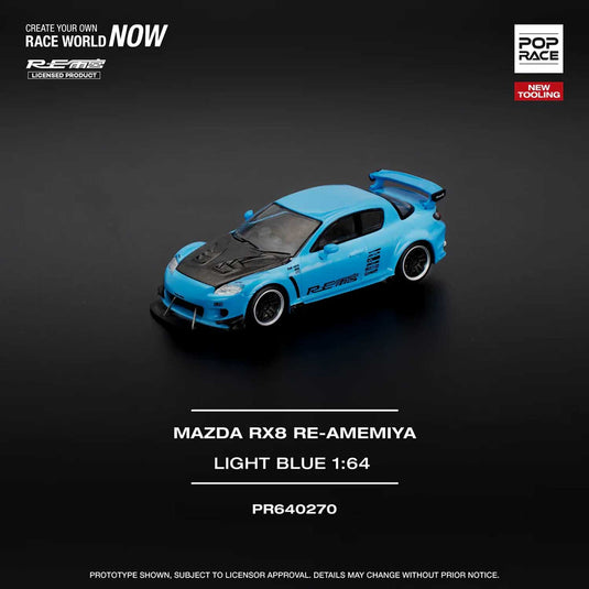 Pop Race - Mazda RX-8 Re-Amemiya (Light Blue) 1/64 Scale Diecast Model Car (PR640270)