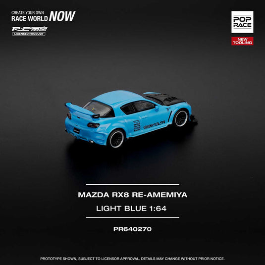Pop Race - Mazda RX-8 Re-Amemiya (Light Blue) 1/64 Scale Diecast Model Car (PR640270)