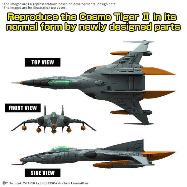 Load image into Gallery viewer, Bandai - Mecha Collection DX - Be Forever Yamato Rebel 3199 - Type-1 Space Combat Attack Aircraft Cosmo Tiger II (Single Seat/Gun Turret Model) (Set of 2)
